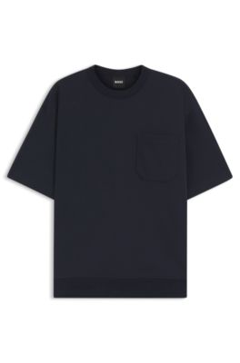 Cotton-blend T-shirt with peached finish, Dark Blue