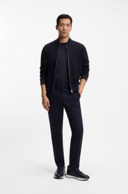 Cotton-blend T-shirt with peached finish, Dark Blue