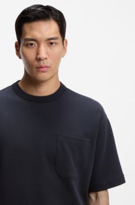 Cotton-blend T-shirt with peached finish, Dark Blue
