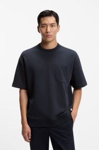 Cotton-blend T-shirt with peached finish, Dark Blue