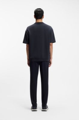 Cotton-blend T-shirt with peached finish, Dark Blue