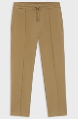 Cotton-blend tracksuit bottoms with pintuck pleat, Khaki