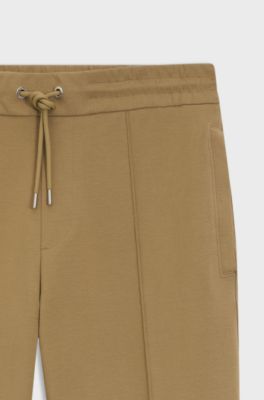 Cotton-blend tracksuit bottoms with pintuck pleat, Khaki