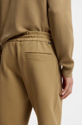 Cotton-blend tracksuit bottoms with pintuck pleat, Khaki
