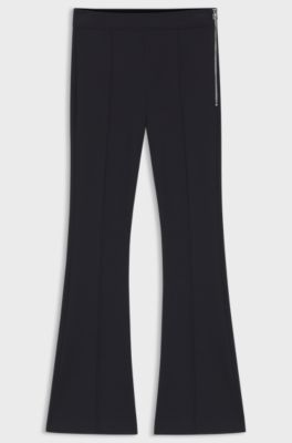 Slim-fit trousers with kick flare, Black