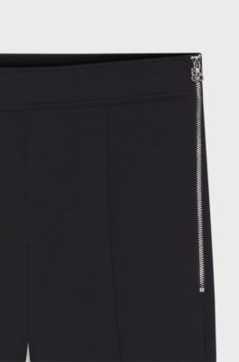 Slim-fit trousers with kick flare, Black