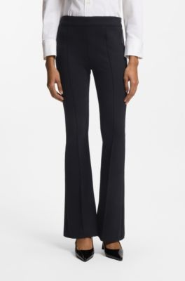 Slim-fit trousers with kick flare, Black