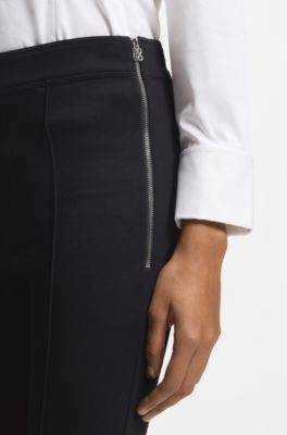 Slim-fit trousers with kick flare, Black