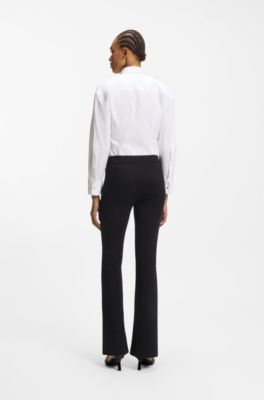Slim-fit trousers with kick flare, Black