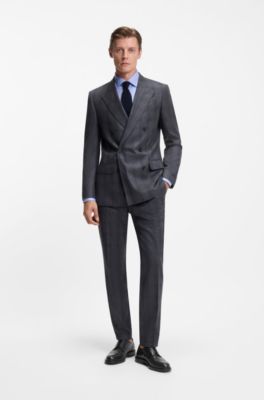 BOSS BY BECKHAM Burnished-leather Derby shoes with brogue details, Black