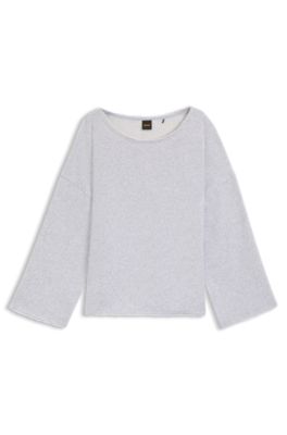 Loose-Fit Sweatshirt aus Baumwoll-Mix mit unvers&auml;uberten S&auml;umen, Hellgrau