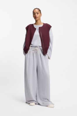 Loose-fit cotton-blend sweatshirt with raw-cut edges, Light Grey