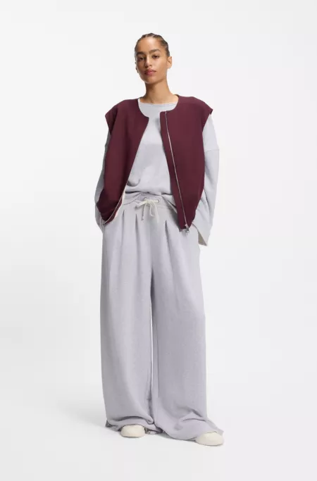 Loose-fit cotton-blend sweatshirt with raw-cut edges