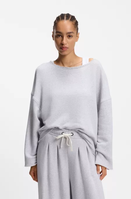 Loose-fit cotton-blend sweatshirt with raw-cut edges