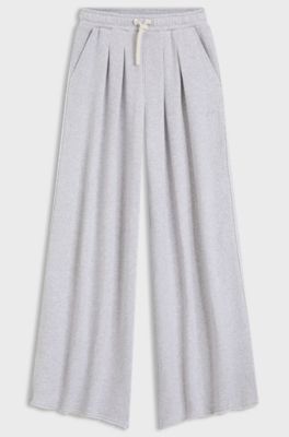 Wide-leg tracksuit bottoms in a cotton blend, Light Grey
