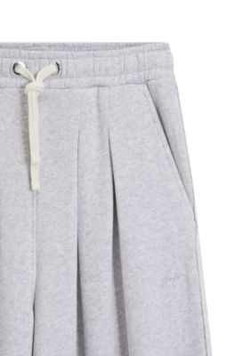 Jogginghose aus Baumwoll-Mix mit weitem Beinverlauf, Hellgrau