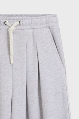 Wide-leg tracksuit bottoms in a cotton blend, Light Grey