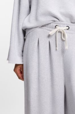 Wide-leg tracksuit bottoms in a cotton blend, Light Grey