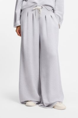 Wide-leg tracksuit bottoms in a cotton blend, Light Grey