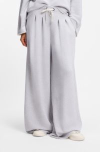 Trainingsbroek met wijde pijpen van een katoenmix, Lichtgrijs