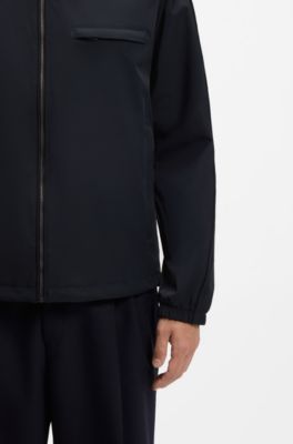 Water-repellent jacket with packable hood, Dark Blue