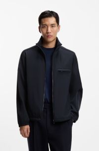 Water-repellent jacket with packable hood, Dark Blue
