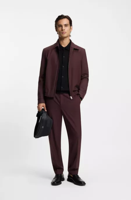 Slim-fit jacket in wool-blend poplin