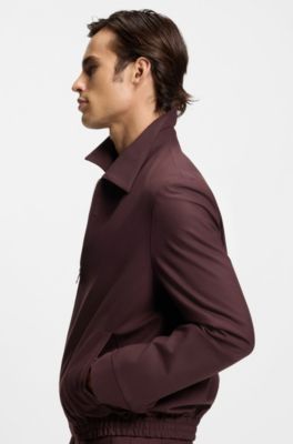 Slim-fit colbert van popeline van een wolmix, Bruin