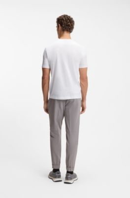 Mercerised-cotton T-shirt with geometric artwork, White