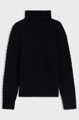 BECKHAM x BOSS cable-knit sweater in wool and cashmere, Dark Blue