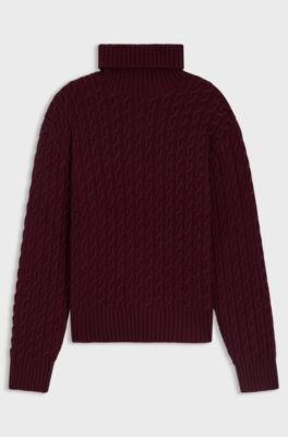 BECKHAM x BOSS cable-knit sweater in wool and cashmere, Dark Red