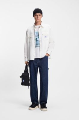 Cotton-jersey T-shirt with printed artwork, White