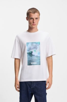 Cotton-jersey T-shirt with printed artwork, White