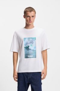Cotton-jersey T-shirt with printed artwork, White