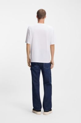 T-shirt in jersey di cotone con stampa grafica, Bianco