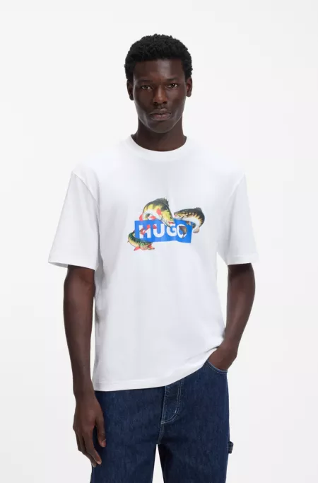 Cotton-jersey T-shirt with printed artwork