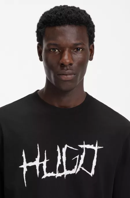 Camiseta de punto de algodón con ilustración de logo