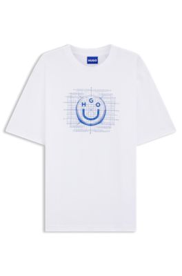 Cotton-jersey T-shirt with logo artwork, White