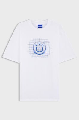 Cotton-jersey T-shirt with logo artwork, White