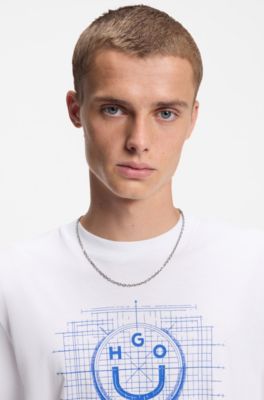 Cotton-jersey T-shirt with logo artwork, White