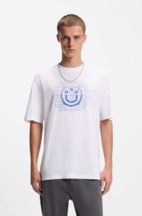 Cotton-jersey T-shirt with logo artwork, White
