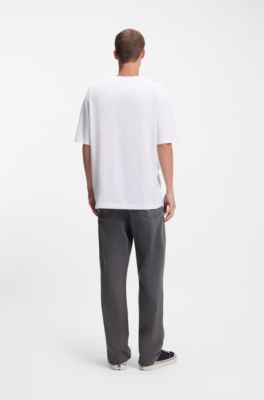 T-shirt i bomullsjersey med logo-motiv, Vit