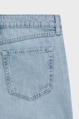 Balloon-leg jeans in rigid denim, Light Blue