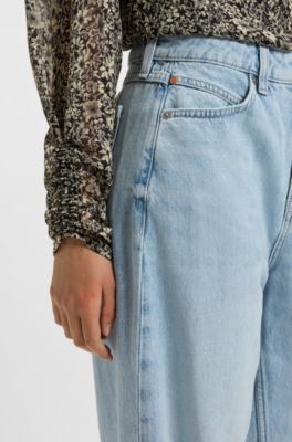 Balloon-leg jeans in rigid denim, Light Blue