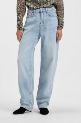 Balloon-leg jeans in rigid denim, Light Blue