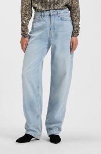 Balloon-leg jeans in rigid denim, Light Blue