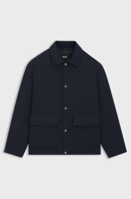 Wasserabweisende Relaxed-Fit Jacke aus angerautem Gewebe, Dunkelblau