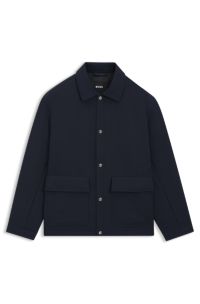 Relaxed-fit jacket in water-repellent peached fabric, Dark Blue