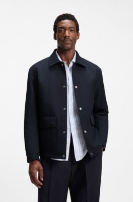 Relaxed-fit jacket in water-repellent peached fabric, Dark Blue