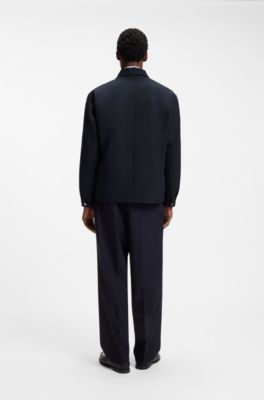 Relaxed-fit jacket in water-repellent peached fabric, Dark Blue